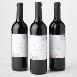 Rótulo De Garrafa De Cerveja Belo Casamento Floral Roxo