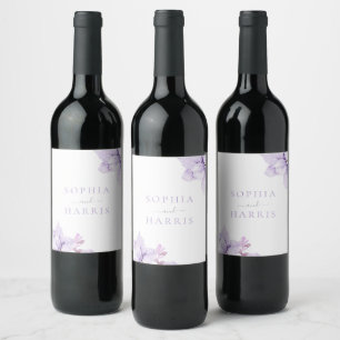 Rótulo De Garrafa De Cerveja Belo Casamento Floral Roxo