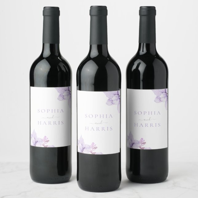 Rótulo De Garrafa De Cerveja Belo Casamento Floral Roxo (Garrafas)
