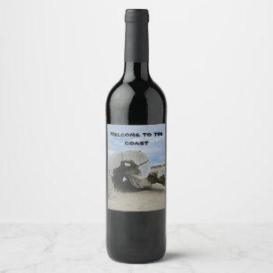 Rótulo De Garrafa De Cerveja Bem-vindo à Costa Driftwood Oceano Pacífico Foto