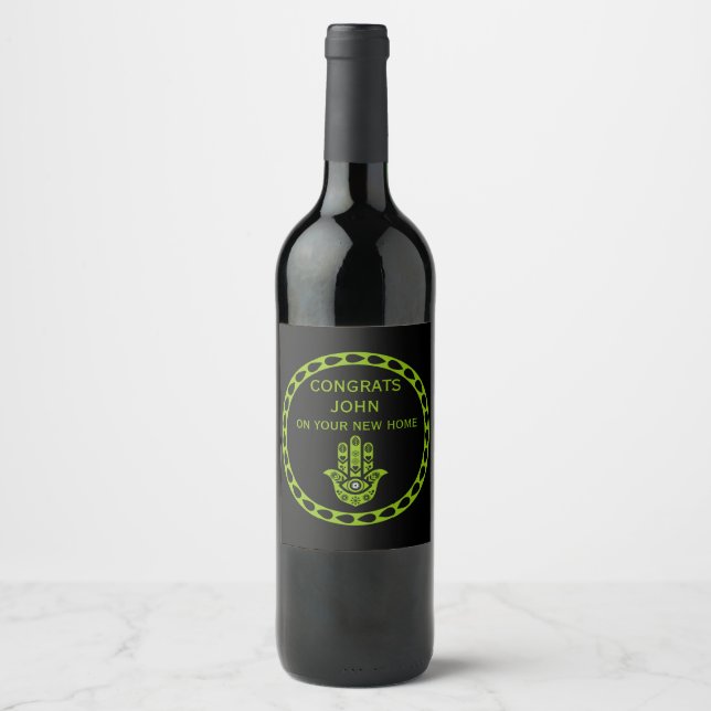 Rótulo De Garrafa De Cerveja Bênção de Casa Hamsa Nova Casa (Frente)