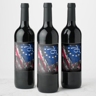 Rótulo De Garrafa De Cerveja Betsy Ross Flag 1776 Patriótico 4 de julho