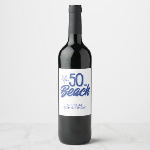 Rótulo De Garrafa De Cerveja Bicicleta 50º Aniversário de Praia Desenhada à Mão