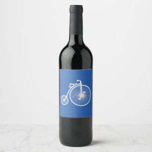 Rótulo De Garrafa De Cerveja Bicicleta branca do vintage no azul