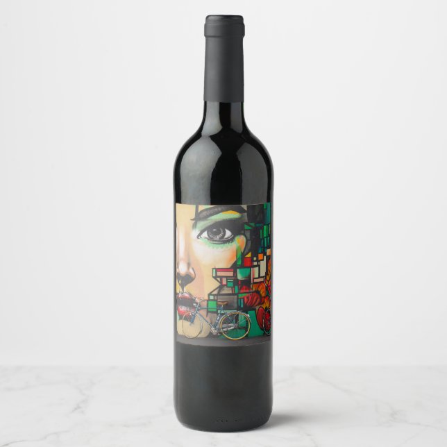 Rótulo De Garrafa De Cerveja Bicicletas na parede do Grafite (Frente)