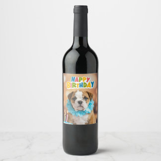Rótulo De Garrafa De Cerveja Birthday Bulldog