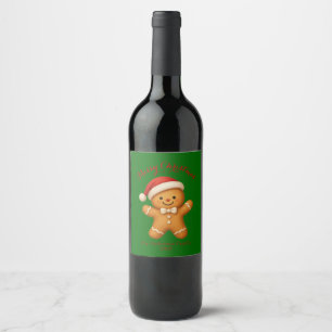 Rótulo De Garrafa De Cerveja Biscoito de Gengibre Fofo com Chapéu de Papai Noel