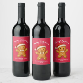 Rótulo De Garrafa De Cerveja Biscoito de Natal Fofo com Chapéu de Papai Noel -