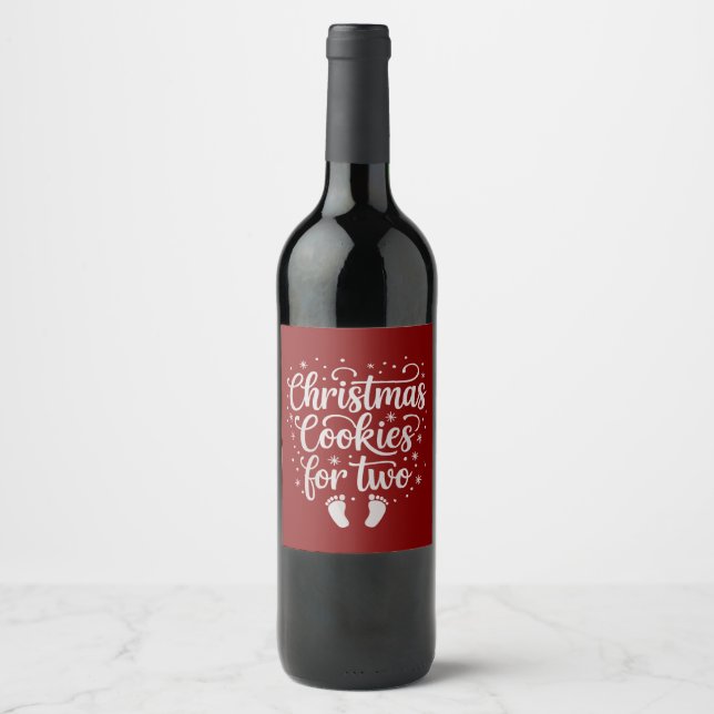 Rótulo De Garrafa De Cerveja Biscoitos de Natal para Duas Gravidez Maternidade  (Frente)
