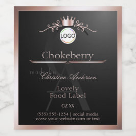 Rótulo De Garrafa De Cerveja Black Product Label Rose Gold Frame Logo Monogram