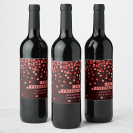 Rótulo De Garrafa De Cerveja Black Red Confetti Vamos celebrar o rótulo do vinh