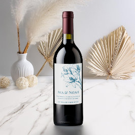 Rótulo De Garrafa De Cerveja Blue Lily Outline Wedding