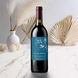 Rótulo De Garrafa De Cerveja Blue Lily Outline Wedding