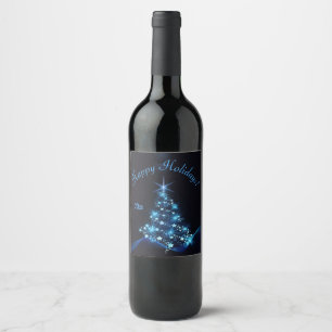 Rótulo De Garrafa De Cerveja Blue Shine of Stars no Natal Dark