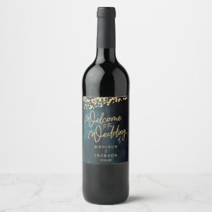 Rótulo De Garrafa De Cerveja Boa vinda do casamento da aguarela & do ouro da