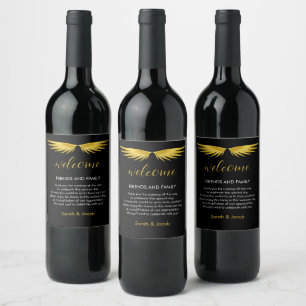 Rótulo De Garrafa De Cerveja Boas-vindas ao Dourado Casamento Negro