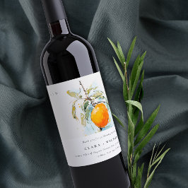 Rótulo De Garrafa De Cerveja Boho Abstrato Sketchy Orange Garden Casamento