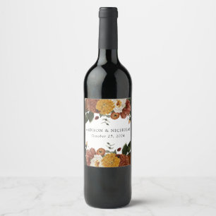 Rótulo De Garrafa De Cerveja Boho Autumn Floral Personalizado Casamento