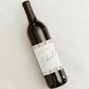 Rótulo De Garrafa De Cerveja Boho Autumn Wildflower   Proposta da Beige Bridesm