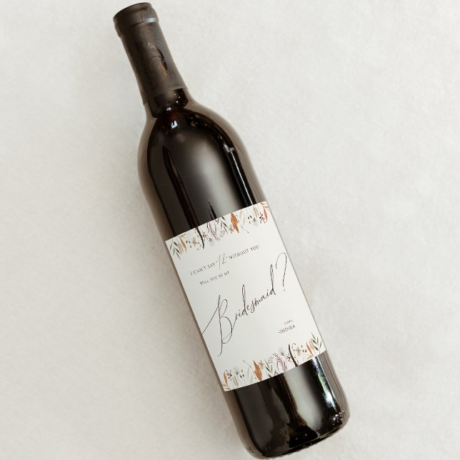 Rótulo De Garrafa De Cerveja Boho Autumn Wildflower | Proposta da Beige Bridesm (Criador carregado)