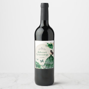 Rótulo De Garrafa De Cerveja Boho Emerald Green Rosas Princesa Quinceañera