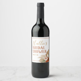 Rótulo De Garrafa De Cerveja Boho Grama das Pampas Personalizado 