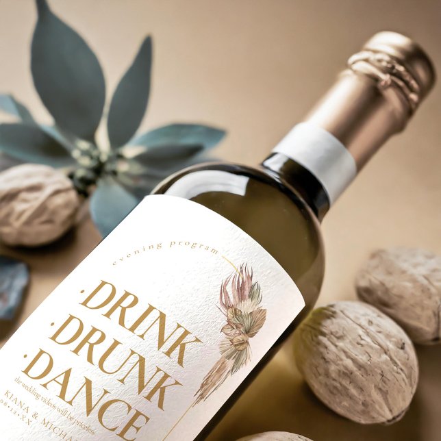 Rótulo De Garrafa De Cerveja Boho Oasis Bebida de Casamento Dança Embriagada V2 (Criador carregado)