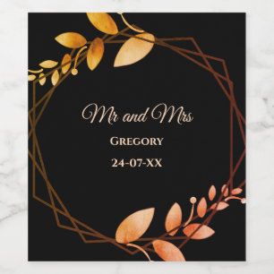 Rótulo De Garrafa De Cerveja Boho outono - quadro botânico de ouro casamento