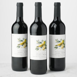 Rótulo De Garrafa De Cerveja Boho Rustic Watercolor Yellow Lemon Garden Casamen