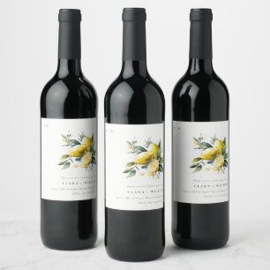 Rótulo De Garrafa De Cerveja Boho Rustic Watercolor Yellow Lemon Garden Casamen