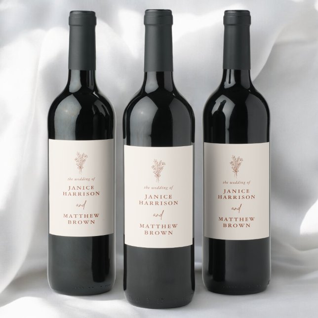 Rótulo De Garrafa De Cerveja Boho Terracotta Queimou Casamento Russo Laranja-Qu (Criador carregado)