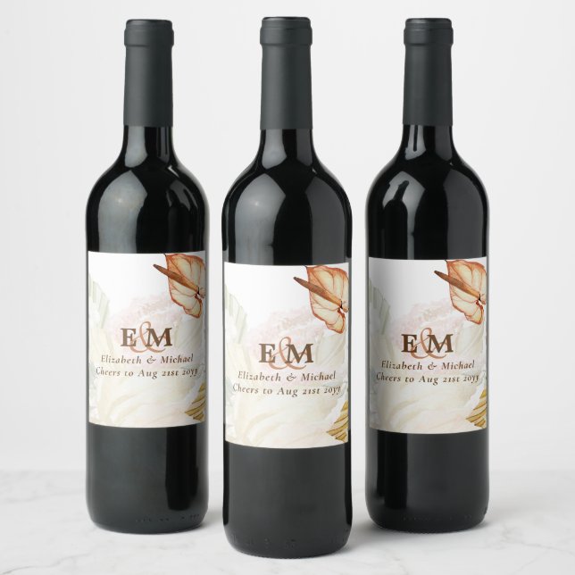 Rótulo De Garrafa De Cerveja BoHO Tropical Pampas Grass Casamento (Garrafas)