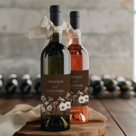 Rótulo De Garrafa De Cerveja Boho Wildflower Fllower Floral Casamento