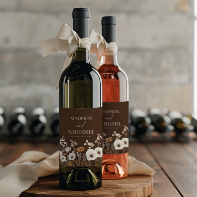 Rótulo De Garrafa De Cerveja Boho Wildflower Fllower Floral Casamento (Criador carregado)