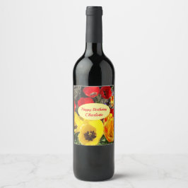 Rótulo De Garrafa De Cerveja Boias Amarelas e Vermelhas Aniversário