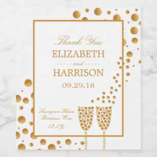 Rótulo De Garrafa De Cerveja Boias de vinho espumante Douradas Casamento