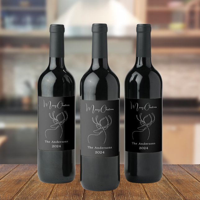 Rótulo De Garrafa De Cerveja Bois-abstrato preto-branco, Natal moderno (Criador carregado)