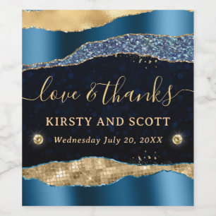 Rótulo De Garrafa De Cerveja Bokeh Bokeh - Lágrimas de Glitter Azul e Dourada