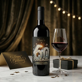 Rótulo De Garrafa De Cerveja Bola de Disco Aniversário de 60 anos Notas Musicai