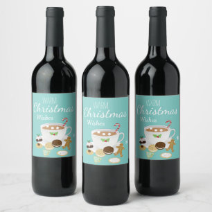 Rótulo De Garrafa De Cerveja Bolachas de Natal e feriados de chocolate quente  