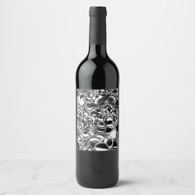 Rótulo De Garrafa De Cerveja Bolhas de prata com tom de vidro ou metal (Frente)