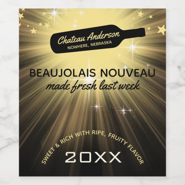 Rótulo De Garrafa De Cerveja Bolsa de vinho de ouro rebentada caseira personali (Rótulo Único)