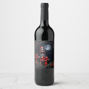 Rótulo De Garrafa De Cerveja Bonita Elfo de Natal Gótico.