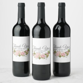 Rótulo De Garrafa De Cerveja Bonito Buquê de Rosas Rosa em Obrigado
