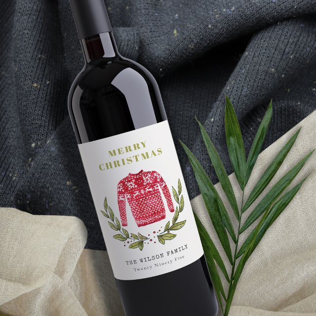 Rótulo De Garrafa De Cerveja Bonito Folheto Vermelho Verde Suave Natal Inverno (Criador carregado)