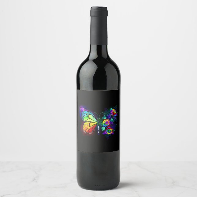 Rótulo De Garrafa De Cerveja Borboleta-flor-arco-íris (Frente)