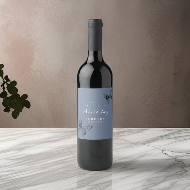 Rótulo De Garrafa De Cerveja Borboleta Moderna Qualquer Milestone Adulto (Criador carregado)