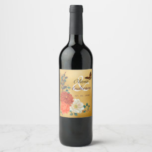 Rótulo De Garrafa De Cerveja Borboleta Monarca Floral casamento outono