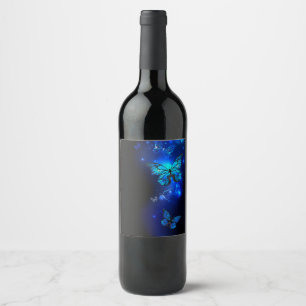 Rótulo De Garrafa De Cerveja Borboleta Morpho no Fundo Escuro
