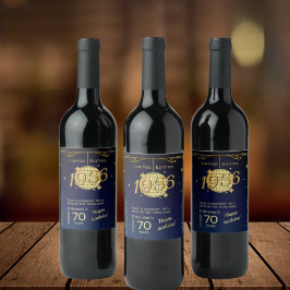 Rótulo De Garrafa De Cerveja Born in 1956 70th birthday party wine bottle label